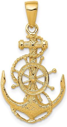 Diamond2Deal 10k Yellow Gold Medium Anchor Wheel Pendant