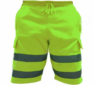 Generic JMA Trading Mens Hi Vis Work Shorts Cargo Multi Pockets Hi Viz Reflective Bands Super Soft Comfortable Fleece Shorts (Medium, Orange) (UK, Alpha, XL, 