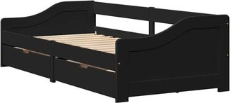 vidaXL Div&aacute;n Con 2 Cajones Sin Colch&oacute;n Irun Negro 90x200 Cm Vidaxl