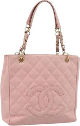 Chanel Pre-owned Vintage Tote Bag - Dames - Vintage Shopper - Roze - ONE Size - Leer - Vintage