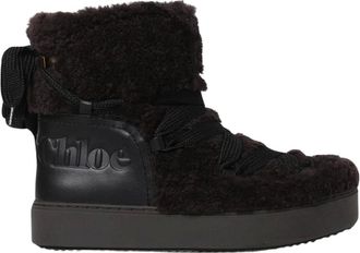 See By Chlo&eacute; Schoenen, Dames, Bruin, 36 EU, Bruine platte enkellaarsjes voor vrouwen