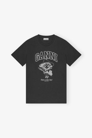 Ganni Mixed Black Basic Cotton Witch Relaxed T-shirt - Size XXS Organic