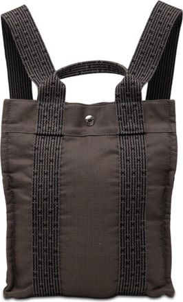 Herm&egrave;s Her Line Black Gray Canvas Backpack (Pre-Owned)
