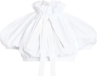 Patou Overhemden, Dames, Wit, S, Katoen, Blouse met ruches en strik