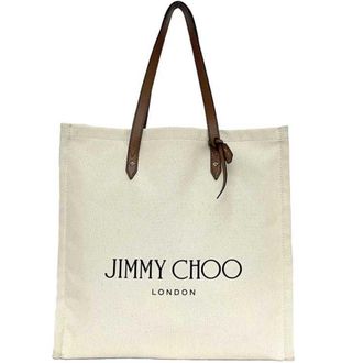 Jimmy Choo London Canvas Brown Tote Bags