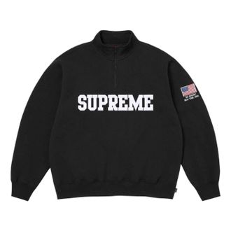 SUPREME SS26 Shop Flag Half Zip Pullover Black-New York SUP-SS26-006-BLK