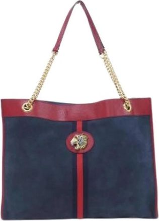Gucci Pre-owned Suede Tote Bag - Dames - Vintage Shopper - Blauw - ONE Size - Leer - Vintage