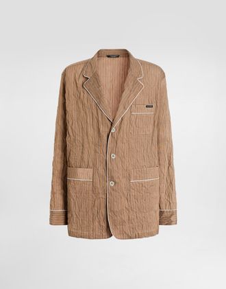 Dolce & Gabbana Crinkled Striped Fabric Shirt-style Vanity Robe - Man Shirts Multicolor 44