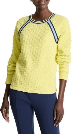 Nic+Zoe Textured Tipped Sweatshirt in Citrus at Nordstrom Rack, Size X-Large