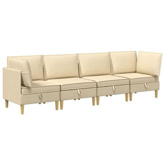 vidaXL Juego De Sof&aacute; Modular Con Almacenamiento 4 Pcs Crema Tela Vidaxl
