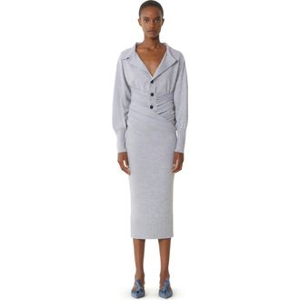 Lanvin Draped Wool Cardigan in Light Grey at Nordstrom, Size Medium