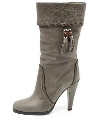 Gucci 105mm leather tassel-embellished boots - Grey
