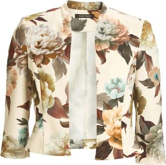 Swing Swing - Bloemenprint Scuba Blazer - Dames - Jassen - Veelkleurig - Maat: 2XL Poliester