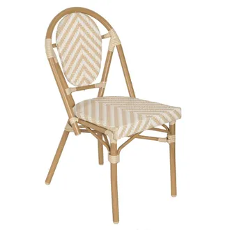 Oviala Silla de jard&iacute;n estilo bistr&oacute; parisino en aluminio y rat&aacute;n beige