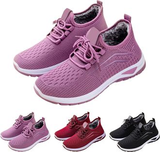 Generic Slip on Trainers for Womens Size 6.5 Walking Sneakers Ladies Winter Fleece Lined Thickened Sports Shoes, Ladies Warm Comfortable Non Slip Sneakers for