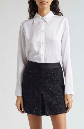 Emporio Armani Back Button Satin Shirt in Off White at Nordstrom, Size 0 Us