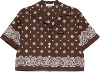 Miu Miu Camicia con stampa bandana - Marrone