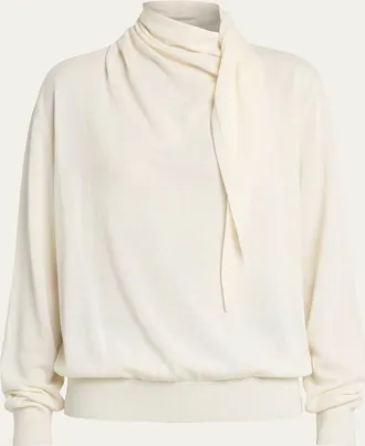 Jil Sander Draped Neck-Scarf Oversized Sweater