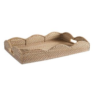 Ballard Designs Piper Woven Scalloped Tray - Washed Taupe - Ballard Designs