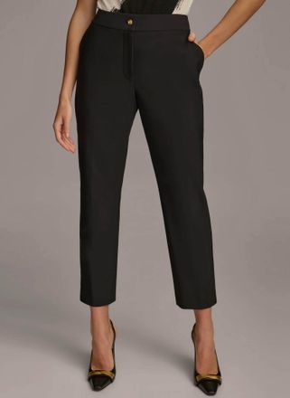 DKNY High-Rise Slim-Leg Ankle Pant In Black