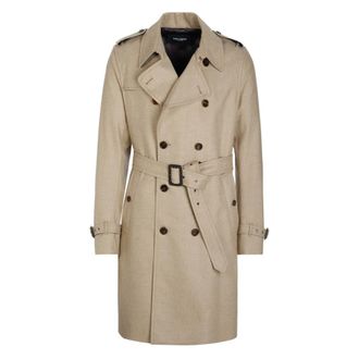 Dolce & Gabbana Double-breasted Trenchcoat - Heren - Mantels - Beige - Maat: XL Zijde