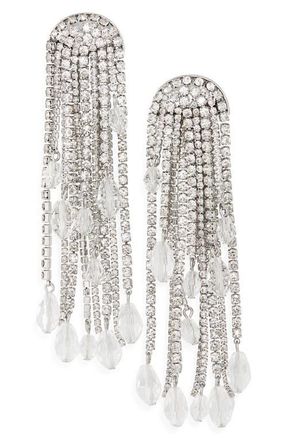 Carolina Herrera Teardrop Tassle Earrings in Silver at Nordstrom