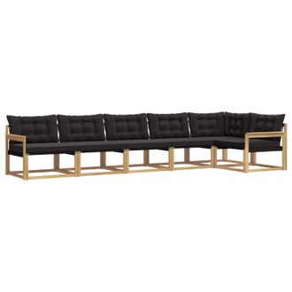 vidaXL Conjunto De Sof&aacute;s De Exterior Con Coj&iacute;n 6 Pcs Blanco Y Negro Vidaxl