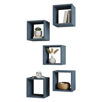 Dmora Estanter&iacute;a Gianico, 5 Niveles, Modular, Set De 5 Estantes, Tono Estructura Pizarra, 30x30x24h Cm Azul Pizarra