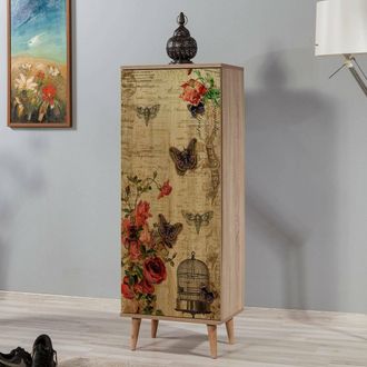 Dmora Zapatero Dacrydium, Mueble Para 16 Pares De Zapatos, 7 Estantes, 1 Puerta, 50x38x135h Cm Roble Marr&oacute;n