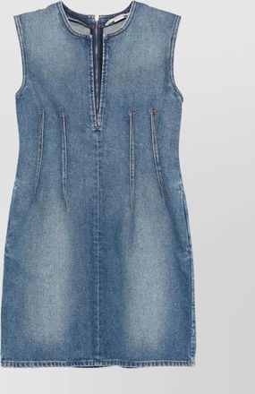 Stella McCartney mini denim dress with round split neck