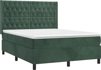 vidaXL Cama Box Spring Con Colch&oacute;n Terciopelo Verde Oscuro 140x200 Cm Vidaxl