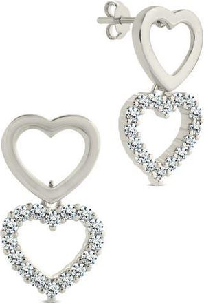 Sterling Forever Nerea Cubic Zirconia Heart Drop Earrings in Silver at Nordstrom Rack