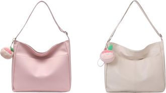 Generic Womens PU Leather Shoulder Bag with Pendant Large Underarm Tote for Daily Use and Shopping Handbags