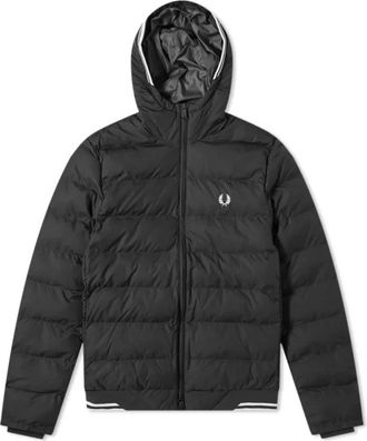 Fred Perry Ge&iuml;soleerde Jas met Capuchon en Rits - Heren - Winterjassen - Zwart - S - Leer - Jassen