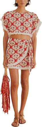 Farm Rio Linen-Blend Summer Beach Blouse