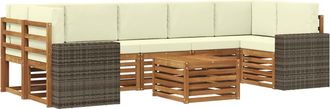 vidaXL Conjunto De Sof&aacute;s De Exterior 8 Uds. Natural Y Crema Vidaxl