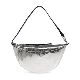 AllSaints Shoulder Bags, female, Gray, Size: ONE SIZE Luna Metallic Leather Shoulder Bag