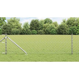 vidaXL Vidaxl - Valla De Eslabones De Cadena Con Postes Plateado 0.8 X 25 M