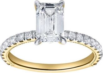 LuvMyJewelry Kiara 14K Gold Emerald Cut Lab Grown Diamond Engagement Ring - 2 ct in 14K Yellow Gold at Nordstrom, Size 5.5