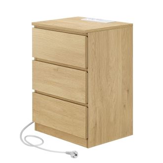 Vasagle 2 Mesitas de noche con estaci&oacute;n de carga 3 cajones color amarillo