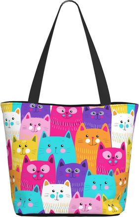 AOOEDM Colorful Cute Cats Pattern Ladies Shopping Bag 13x11x7in.The Perfect ValentineS Day Gift.It Is The Best ValentineS Day Gift For Mom, Daughter, Wife,Et