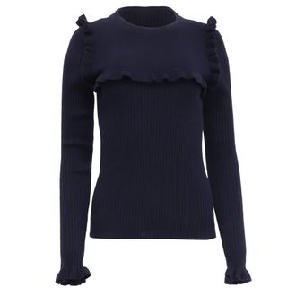 See By Chlo&eacute; See by Chlo&eacute; Ruffled Sweater in Navy Blue Alpaca Wool