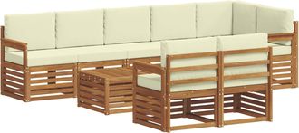 vidaXL Conjunto De Sof&aacute;s De Exterior 9 Uds. Natural Y Crema Poli&eacute;ster Vidaxl