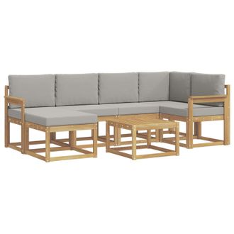 vidaXL Conjunto De Sof&aacute;s De Exterior 7 Pcs Blanco Y Gris Claro Vidaxl