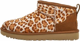 UGG Womens Classic Ultra Mini Plains Boot, Felicity Leopard Jasmine, 8