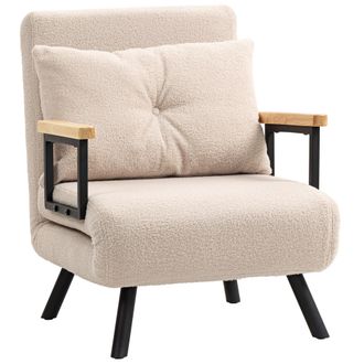 OEM Sof&aacute; Cama Individual Plegable Sof&aacute; Cama Convertible 4 En 1 Respaldo Ajustable De 5 Niveles Y Almohada 63x73x81 Cm Beige