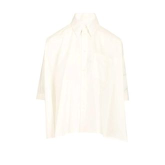 Maison Margiela Cropped Cotton Shirt - female - MM6 Maison Margiela - Shirts - White - 2XS - Blouses & Shirts