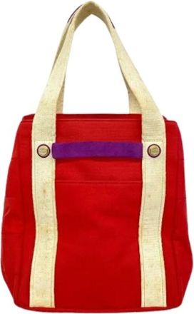 Chanel Pre-owned Vintage Canvas Tote Bag - Dames - Pre-owned - Rood - Maat: ONE Size Zijde