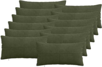 vidaXL Funda De Almohada 12 Pcs Almelo Verde 40 X 80 Cm Pana Vidaxl