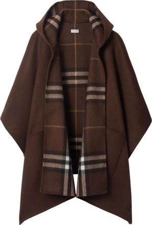 Burberry Geruite cape met capuchon - Bruin
